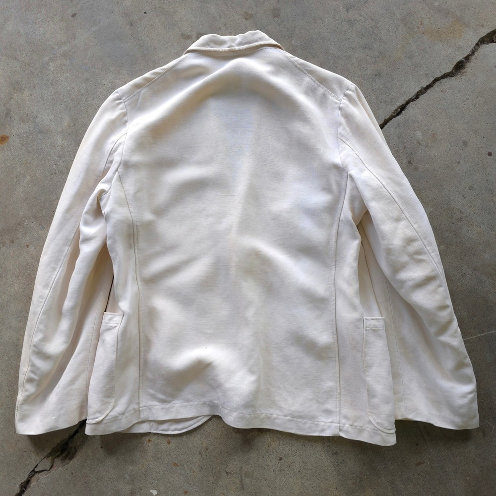 Vintage 1930s Cream Pure Irish Linen Sport Coat 40 Short Made in USA - Picture 4 of 15